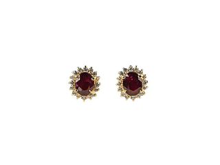 Natural ruby and diamond 14K earring with report