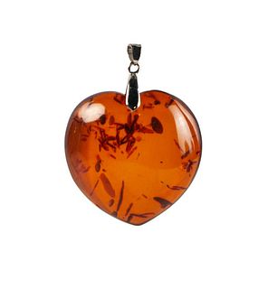 Natural amber heart pendant