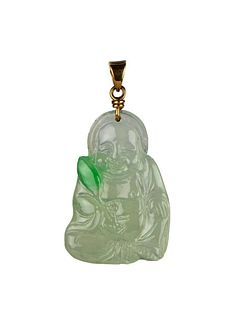 Natural jadeite carved Milefo pendant