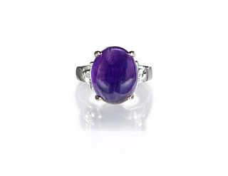 Natural amethyst sterling silver ring