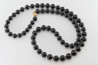 Natural black jade beads necklace