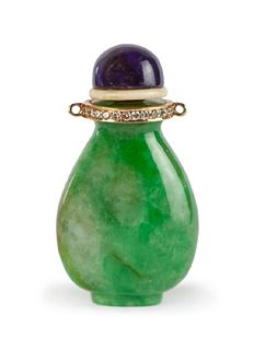Jadeite and diamond snuff bottle pendant with GIA