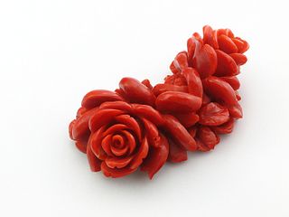 Coral carved rose ornament