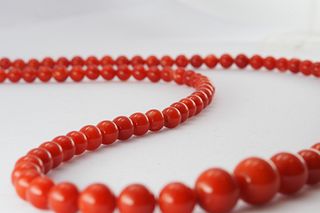 Natural red coral beads necklace