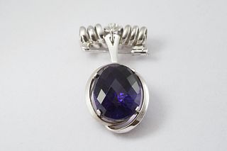 Natural amethyst and diamond 18K pendant/brooch