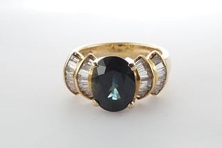 Natural 3.93 carats sapphire& diamonds 18K ring
