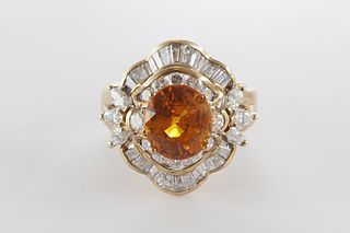 Natural 3.85 carats sapphire & diamonds 18K ring
