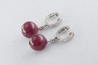 Pair of natural ruby and diamond earring