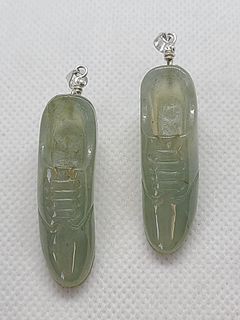Pair of natural jadeite shoes pendant