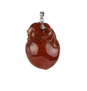 Goldstone carved peach pendant