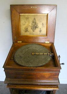 Antique Regina? Oak Music Box on Stand with