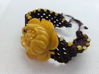 Natural amber rose handmade bracelet