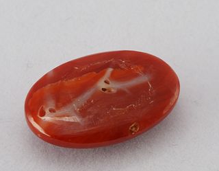 Natural red aka coral oval shaped ornament
