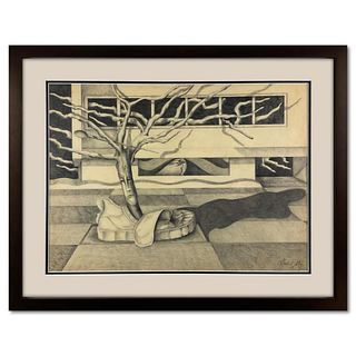 Neal Doty (1941-2016), Framed Original Mixed Media Drawing, Hand Signed with Letter of Authenticity.