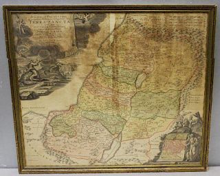 Antique Framed Map of Israel, C. 1748.