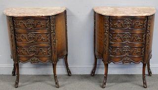Pair of Highly Carved Louis XV Style Marbletop