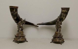Pair of 19th Century Continental Trophy Horns.