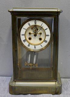 French Brass Carriage Clock with Open Escapement &