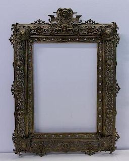 Victorian Ornately Carved Brass Frame with Head