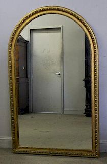 Antique Arch Top Gilt Wood Over Mantel Mirror