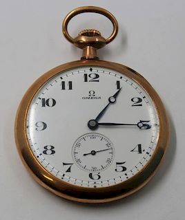JEWELRY. 14kt Gold Omega Open Face Pocket Watch.