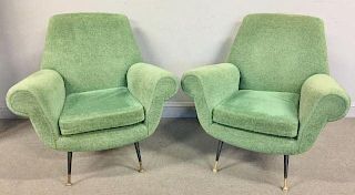 Vintage Pair of Italian Modern Lounge Chairs.
