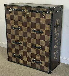 Andrew Martin Checkered Trunk Form Chest.