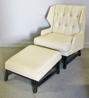 Midcentury Dunbar Style Lounge Chair and Ottoman