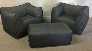 Pair of B&B Italia Denim Lounge Chairs & Ottoman.