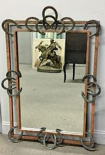 Vintage Horseshoe Decorated Iron Mirror.