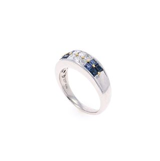 Sapphire Diamond Platinum & 18k Gold Ring