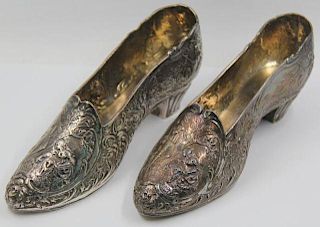 SILVER. Pair of Antique English Silver Shoes.