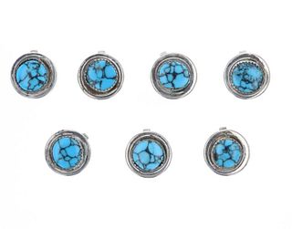 Navajo Silver Red Mountain Turquoise Button Covers