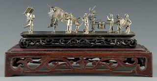 Miniature Chinese Export Silver Procession Scene