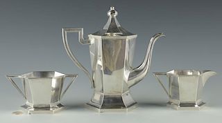 Chinese Export Silver Tea Set, 3 pc, Luen Wo