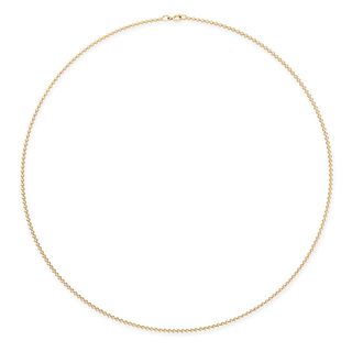 A GOLD NECKLACE in 9ct yellow gold, comprising a row of gold beads,Â stamped 375 9K, 52.0cm, 9.0g.