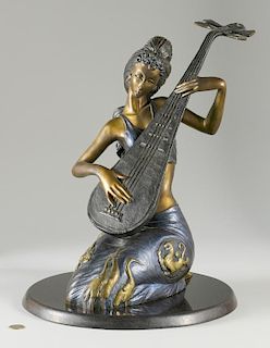 Bronze Pipa Melody Sculpture, Jiang Tie-feng