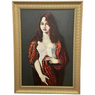  PORTRAIT OF A BEAUTIFUL NUBILE YOUNG SCOTTISH LADY OIL PAINTING