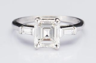 Plat 1.56 ct. Emerald Cut Diamond Ring