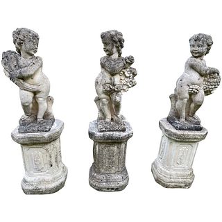 SET OF 3 LARGE VICTORIAN STYLE STONE 