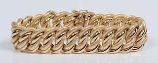 18K Wide Link Bracelet, 65.2 grams