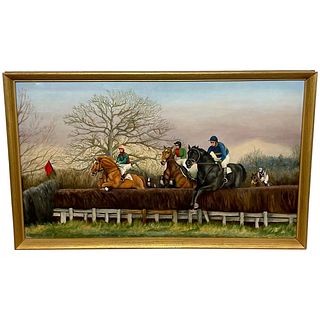 "MUCKELSTON RACES MARCH 1977" OIL PAINTING