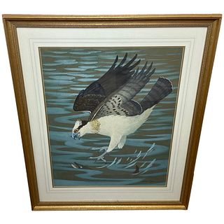 OSPREY SWOOPING DOWN OIL PAINTING