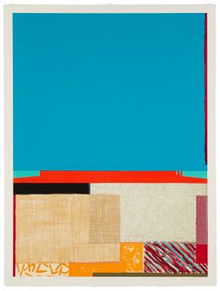 Dan Namingha (b. 1950, Hopi-Tewa), "West of Hopi," Lithograph in colors on wove paper, Image: 31" H x 23" W; Sheet: 33" H x 25" W