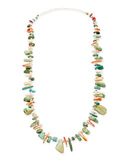 A Pueblo turquoise and shell necklace