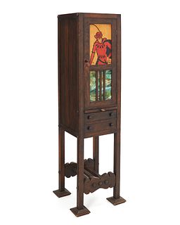 An Arts & Crafts-style humidor cabinet