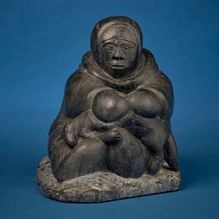 Syollie Weetaluktuk (1906-1962, Inuit; Port Harrison/Inukjuak), Carved figure skinning a fox