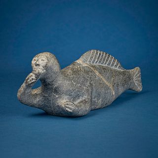 Aliknak Parr (b. 1939, Inuit; Cape Dorset/Kinngait), Carved figure of sea spirit