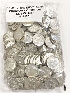 $100 Face Value NICE!! 40% Silver Kennedys (200-coins)