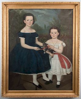 Portrait of 2 Children with Kitten